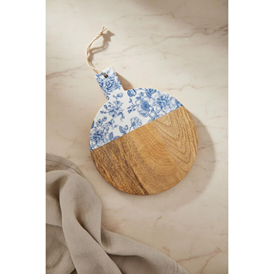 Bambum Gura Yuvarlak Kesme Tahtası Gül