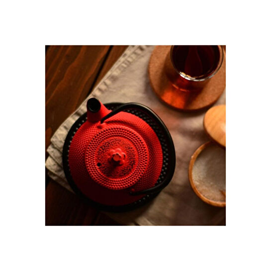 Bambum Taşev T0080 Linden Sümbül Döküm Demlik 300 Ml Kırmızı Döküm Çaydanlık