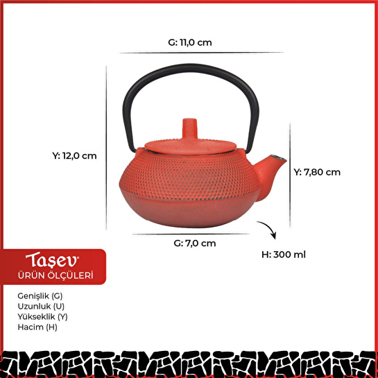Bambum Taşev T0080 Linden Sümbül Döküm Demlik 300 Ml Kırmızı Döküm Çaydanlık