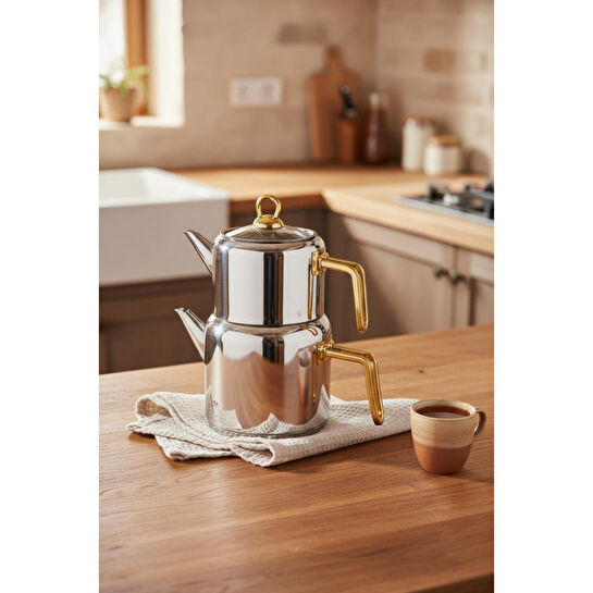 Bambum Thales Çelik Çaydanlık Takımı Mini Gold