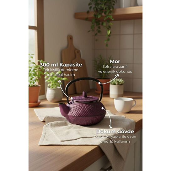 Bambum Linden Sümbül Döküm Demlik 300 Ml Mor