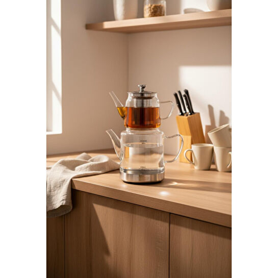 Bambum Gramor Çelik İndüksiyon Tabanlı Cam Çaydanlık