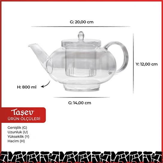 Bambum Taşev Mimosa 800 Ml Süzgeçli Demlik T1617