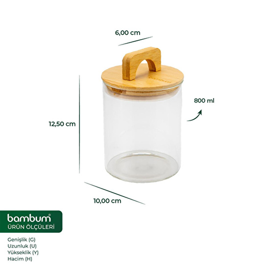 Bambum Ciri Bambu Kapaklı Baharatlık 12 Cm