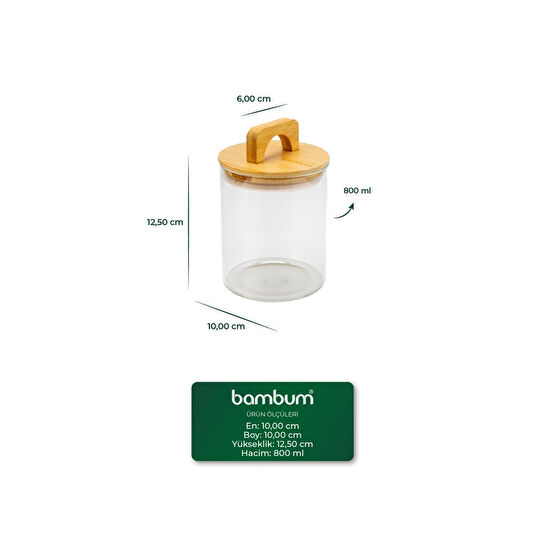 Bambum Ciri Bambu Kapaklı Baharatlık 12 Cm