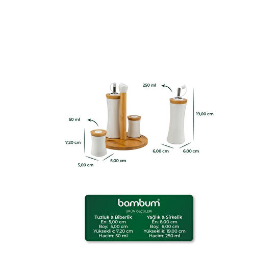 Bambum Fiago Bambu Standlı Yağlık Sirkelik Tuzluk Ve Biberlik