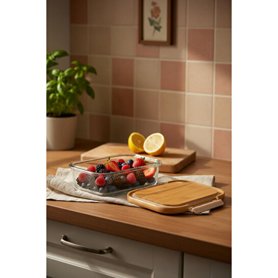 Bambum Satina Kilitli Cam Saklama Kabı 1040 Ml