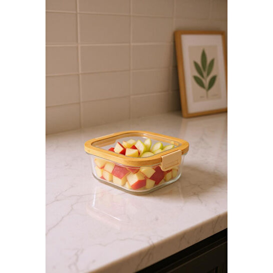 Bambum Poira Cam Kapaklı Kilitli Cam Saklama Kabı 1100 Ml