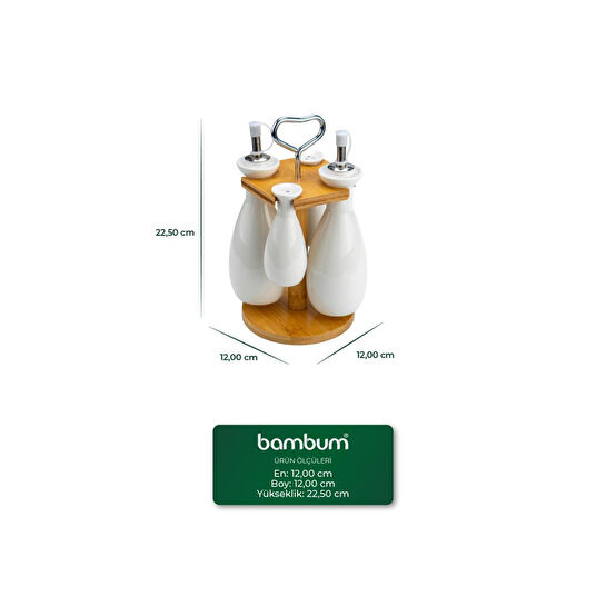 Bambum Tiago Bambu Standlı Yağlık Sirkelik Tuzluk Ve Biberlik