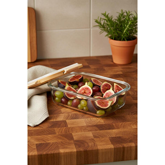 Bambum Moira Cam Kapaklı Kilitli Cam Saklama Kabı 640 Ml