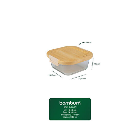 Bambum Patina Kilitli Cam Saklama Kabı 800 Ml