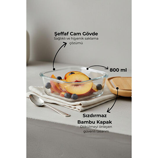 Bambum Patina Kilitli Cam Saklama Kabı 800 Ml