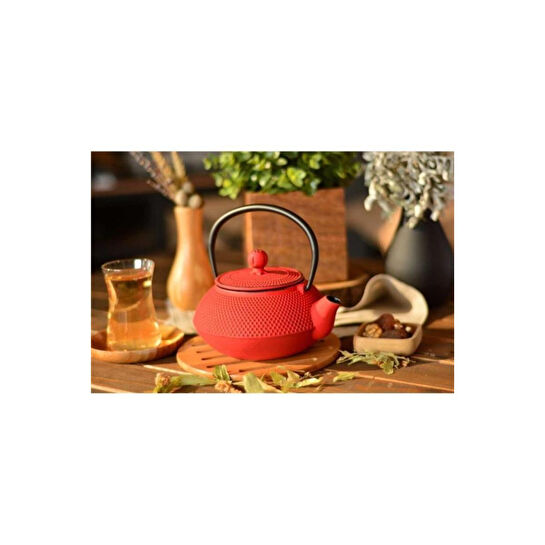 Bambum Taşev T2765 Linden Sümbül 750 Ml Kırmızı Döküm Demlik Çaydanlık