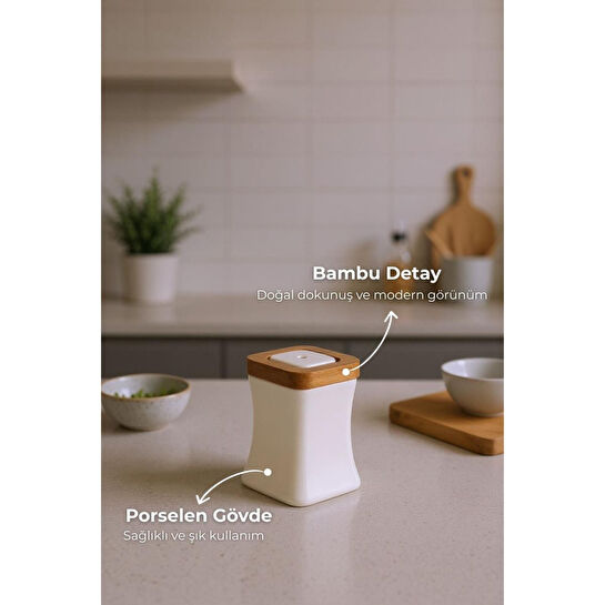 Bambum Shaggy Bambu Standlı Yağlık Sirkelik Tuzluk Ve Biberlik