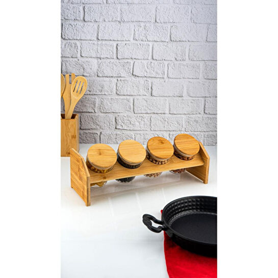 Bambum Tier 5 Parça Tek Katlı Standlı Baharatlık Büyük