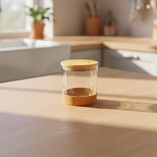Bambum Corki - Mantar Altlıklı Cam Saklama Kabı 550 Ml