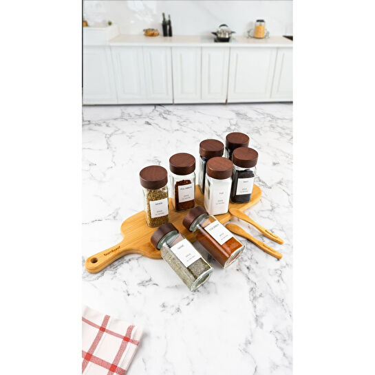 Bambum Ping Akasya Kapaklı 12'li Baharatlık Seti