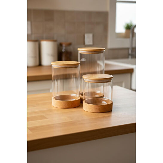 Bambum Corki 3 Lü Saklama Kabı Seti