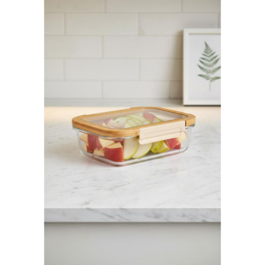 Bambum Moira Cam Kapaklı Kilitli Cam Saklama Kabı 1040 Ml