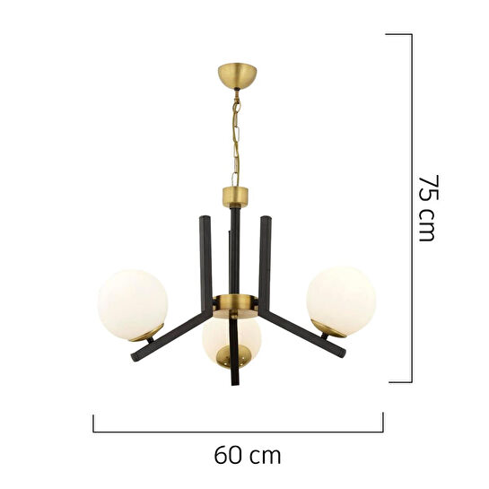 Apliqa Morgan 3 Lü Eskitme Siyah Modern Yatak Odası Mutfak Oturma Odası Salon Avize