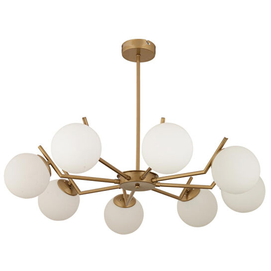 Apliqa Sara 8li Eskitme Boyalı Beyaz Camlı Modern Genç Odası Yemek Masası Üstü Salon Avize