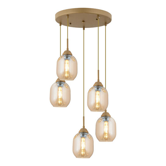 Apliqa Hierro 5 Li Yuvarlak Eskitme Modern Salon Avize