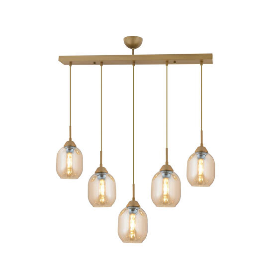 Apliqa Hierro 5 Li Sıralı Eskitme Modern Salon Avize