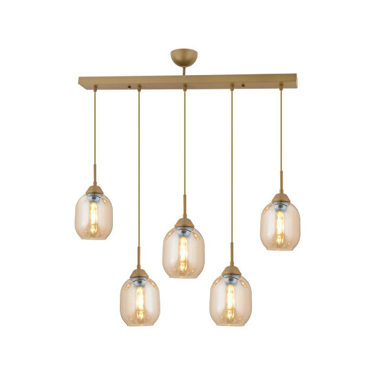 Apliqa Hierro 5 Li Sıralı Eskitme Modern Salon Avize