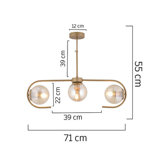 Apliqa Diaspor 3'lü Sıralı Eskitme Modern Sarkıt Genç Odası Yatak Odası Retro Salon Avize