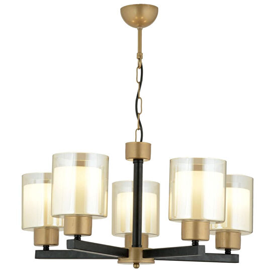 Apliqa Jade 5 Li Avize Eskitme Siyah Boyalı Çift Camlı Modern Genç Odası Yatak Odası Retro Salon Avize