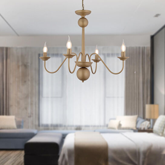 Apliqa Behir 4'lü Eskitme Boyalı Modern Oturma Odası, Yatak Odası Salon Avize