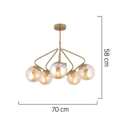 Apliqa Mildred 5'li Eskitme Modern Sarkıt Genç Odası Mutfak Yatak Odası Salon Sarkıt Avize