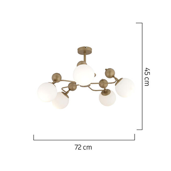 Apliqa Florit 5'li Eskitme Beyaz Camlı Modern Mutfak Yatak Odası Salon Avize