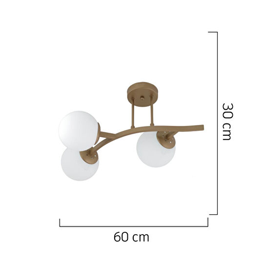 Apliqa İzem 3'lü Eskitme Modern Plafonyer Genç Odası Mutfak Yatak Odası Avize