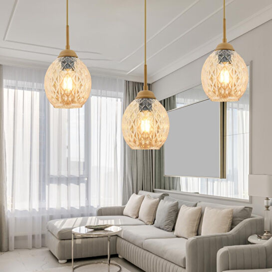 Apliqa Nino 3lü Sıralı Eskitme Modern Sarkıt Oturma Odası Salon Sarkıt Avize