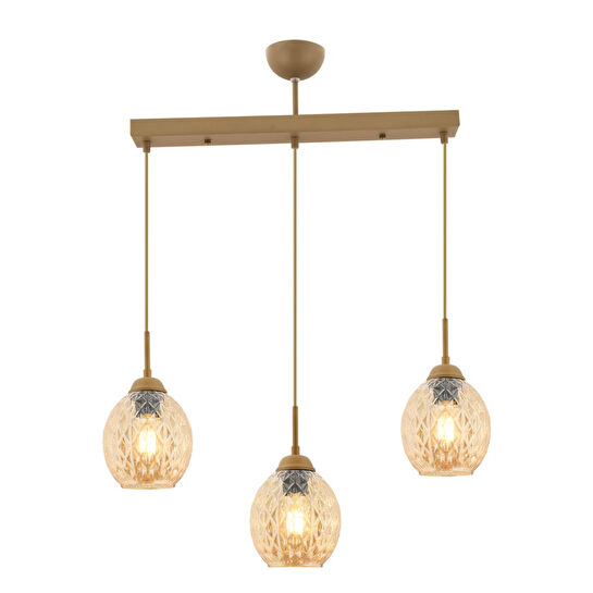 Apliqa Nino 3lü Sıralı Eskitme Modern Sarkıt Oturma Odası Salon Sarkıt Avize