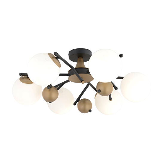 Apliqa Peyda 6'lı Siyah Eskitme Beyaz Camlı Modern Koridor Yatak Odası Salon Avize