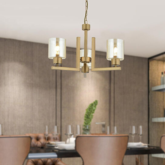 Apliqa Tasse 3 Lü Eskitme Boyalı Avize Bal Camlı Modern Genç Odası Yatak Odası Salon Avize