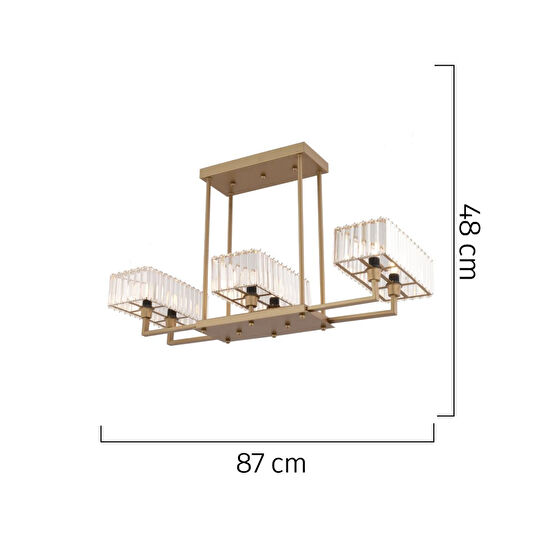 Apliqa Brambles 6'lı Eskitme Kristalli Taşlı Modern Tasarım Kristal Salon Avize