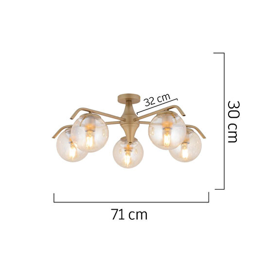 Apliqa Diaspor 5li Yuvarlak Eskitme Modern Sarkıt Genç Odası Yatak Odası Retro Salon Avize