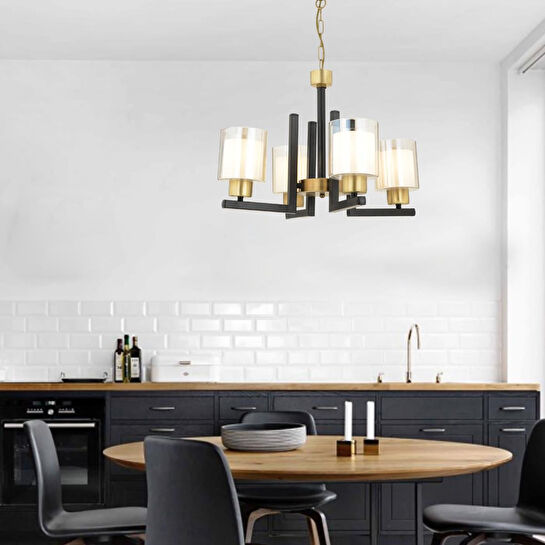 Apliqa Tisse 4 Lü Eskitme Siyah Modern Yatak Odası Mutfak Oturma Odası Salon Avize