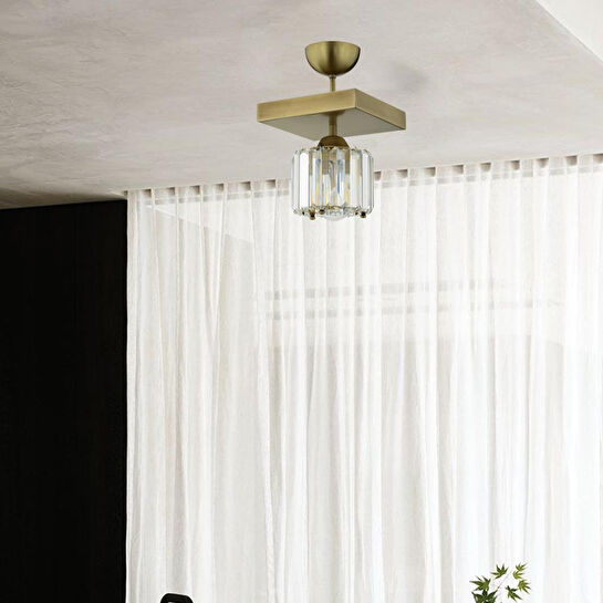 Apliqa Sabrina Tekli Eskitme Plafonyer Kristalli Taşlı Modern Tasarım Kristal Salon Avize