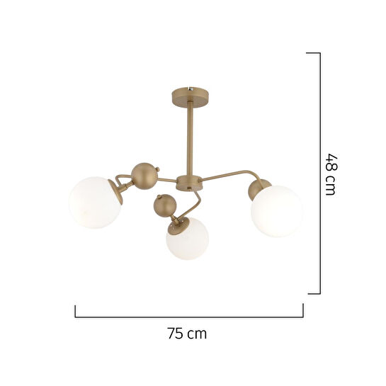 Apliqa Florit 3'lü Eskitme Beyaz Camlı Modern Mutfak Yatak Odası Salon Avize