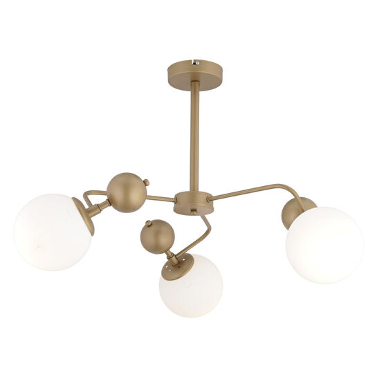 Apliqa Florit 3'lü Eskitme Beyaz Camlı Modern Mutfak Yatak Odası Salon Avize