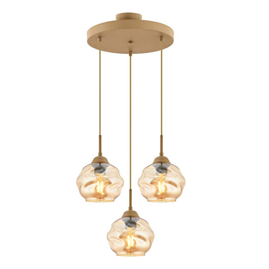 Apliqa Darko 3lü Yuvarlak Eskitme Modern Sarkıt Oturma Odası Salon Sarkıt Avize