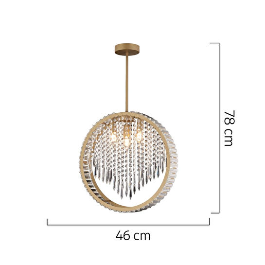 Apliqa Taproot 3lü Eskitme Kristalli Taşlı Modern Tasarım Kristal Salon Avize