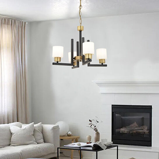 Apliqa Torqu 4 Lü Eskitme Siyah Modern Yatak Odası Mutfak Oturma Odası Salon Avize