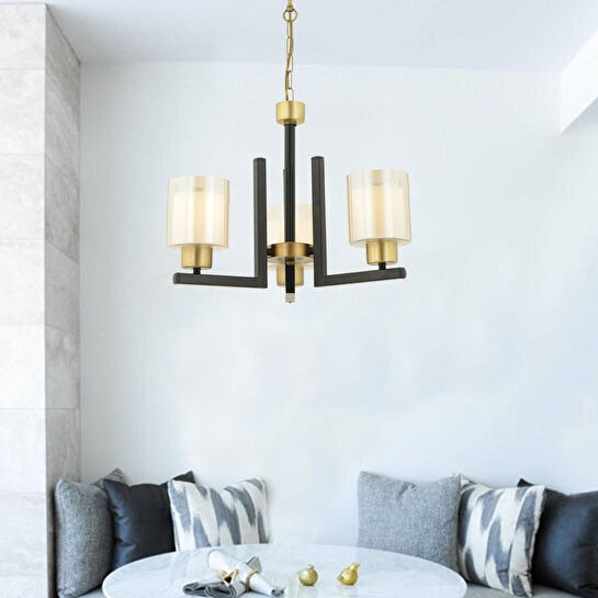 Apliqa Tisse 3 Lü Eskitme Siyah Modern Yatak Odası Mutfak Oturma Odası Salon Avize