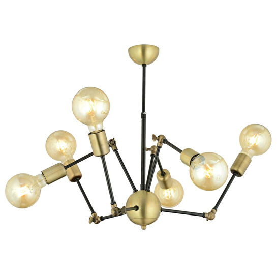 Apliqa Dorlan 6 Lı Eskitme Siyah Modern Genç Odası Yatak Odası Retro Salon Avize