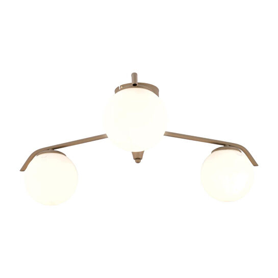 Apliqa Diaspor 3'lü Yuvarlak Eskitme Beyaz Camlı Modern Plafonyer Genç Odası Yatak Odası Retro Salon Avize